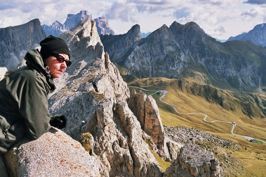 Vy över Passo Giau utsikt från Rifugio Nuvolau