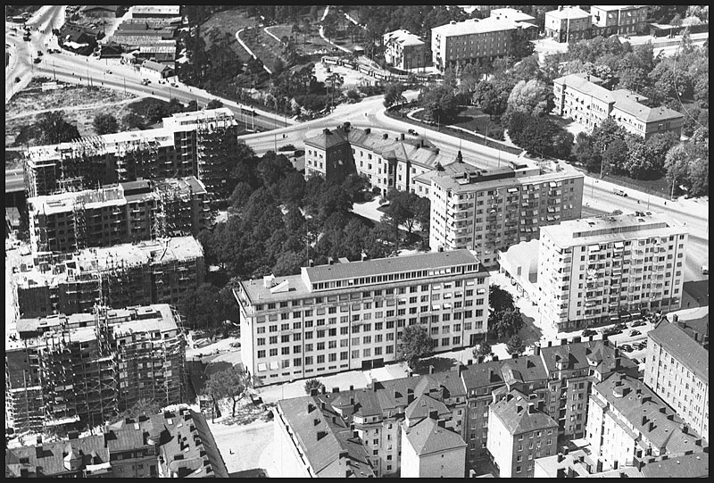 Flygbild ver parti av Kungsholmen vid Drottningholmsvgen  1939